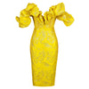 Havana Nights Yellow Mesh Jacquard Dress