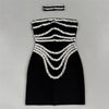 Midnight Heiress Strapless Crystal Mini Dress With Choker