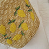 Lemon Embroidered Straw Tote Bag