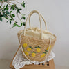 Lemon Embroidered Straw Tote Bag