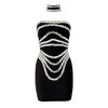 Midnight Heiress Strapless Crystal Mini Dress With Choker