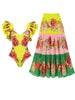 The Soleil Jardin One Piece Ruffled Swimsuit and Sarong