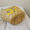 Lemon Embroidered Straw Tote Bag