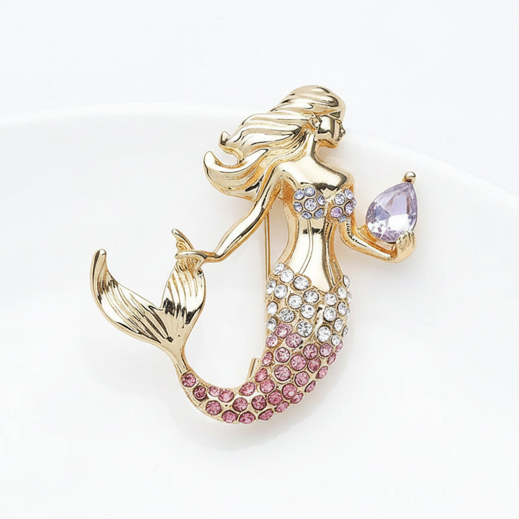 Rhinestone Mermaid Brooch