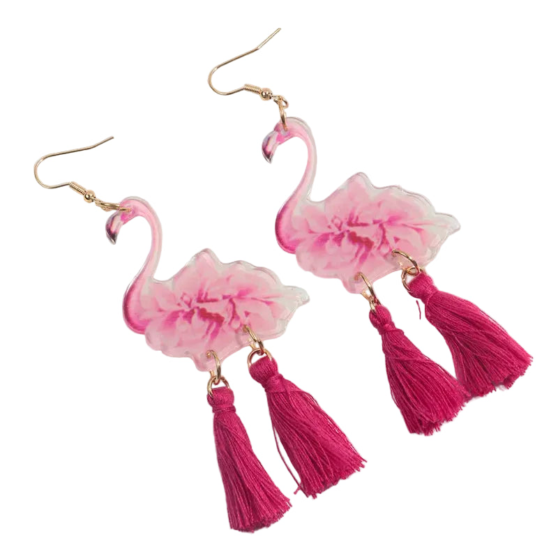 Pink Flamingo Flower Earrings