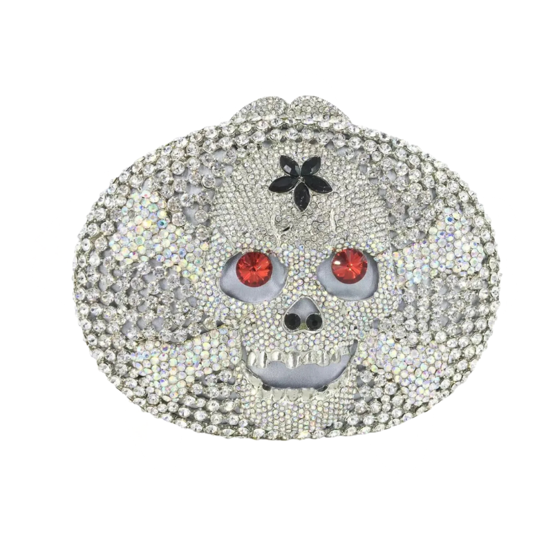 Skull Minaudiere Crystal Clutch