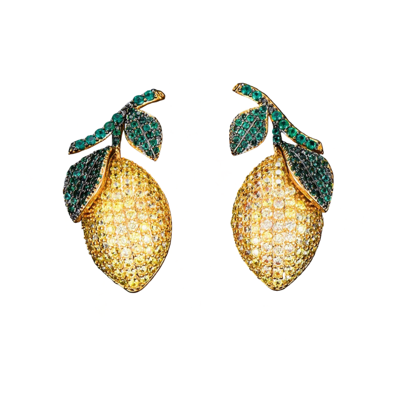 Rhinestone Lemon Earrings