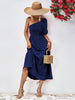 Chanelle One Shoulder Midi Dress ~ Navy