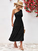 Chanelle One Shoulder Midi Dress~Black