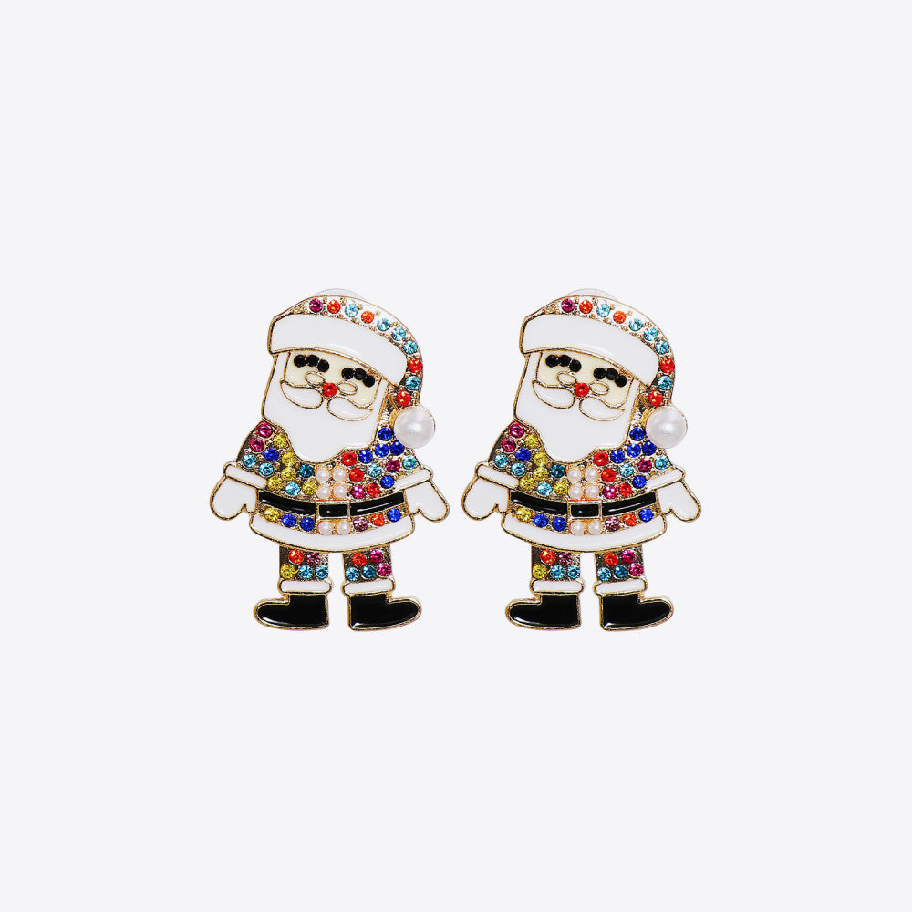 Mr and Mrs Claus Rhinestone Earrings