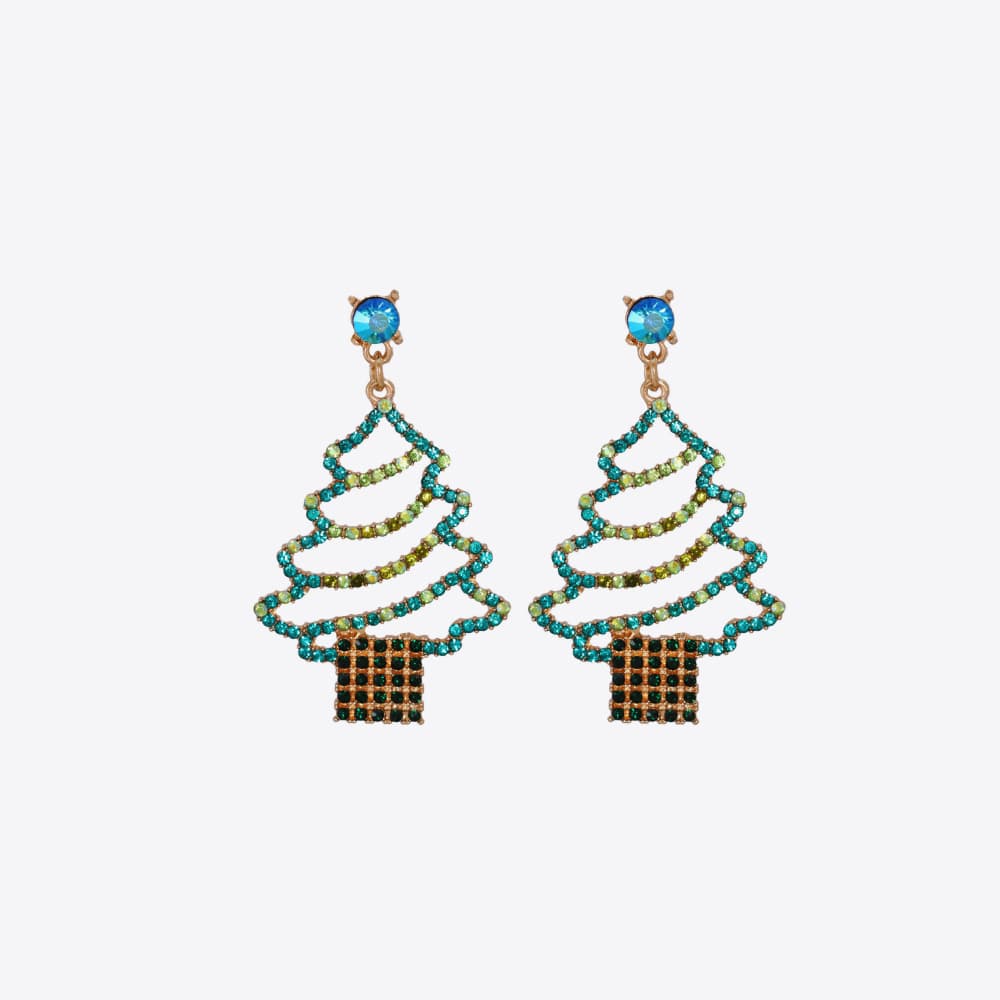 Rhinestone Christmas Tree Earrings