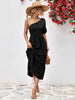 Chanelle One Shoulder Midi Dress~Black