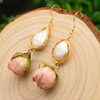 Pearl Rosebud Drop Earrings