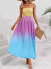 Weekend Feels Color Block Tie Shoulder Smocked Maxi Dress