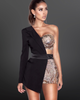 Glam It Up Sequined Bodycon Tux Romper