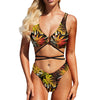 Dark Jungle Leaves Two Piece Tie Me Up Bikini