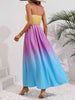 Weekend Feels Color Block Tie Shoulder Smocked Maxi Dress