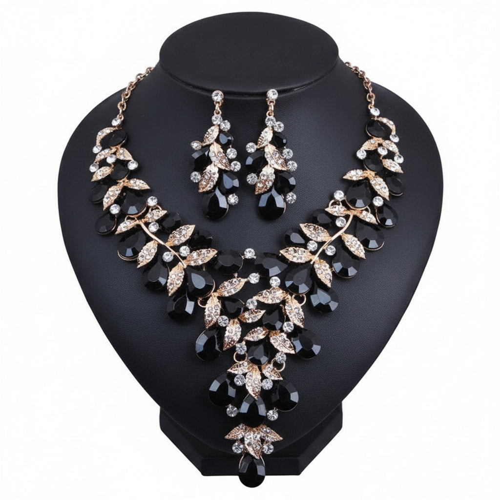 Bold Brilliance Rhinestone Necklace and Earrings Set