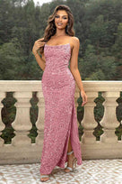 The Clara Sequin Backless Split Maxi Dress