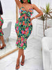 Vacation Bae Floral Sweetheart Neck Cutout Dress