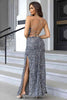 The Clara Sequin Backless Split Maxi Dress