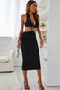 Olivia Rhinestone Cutout Midi Dress ~ Black