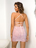 Zephyrine Sequined Lace-Up Backless Mini Dress