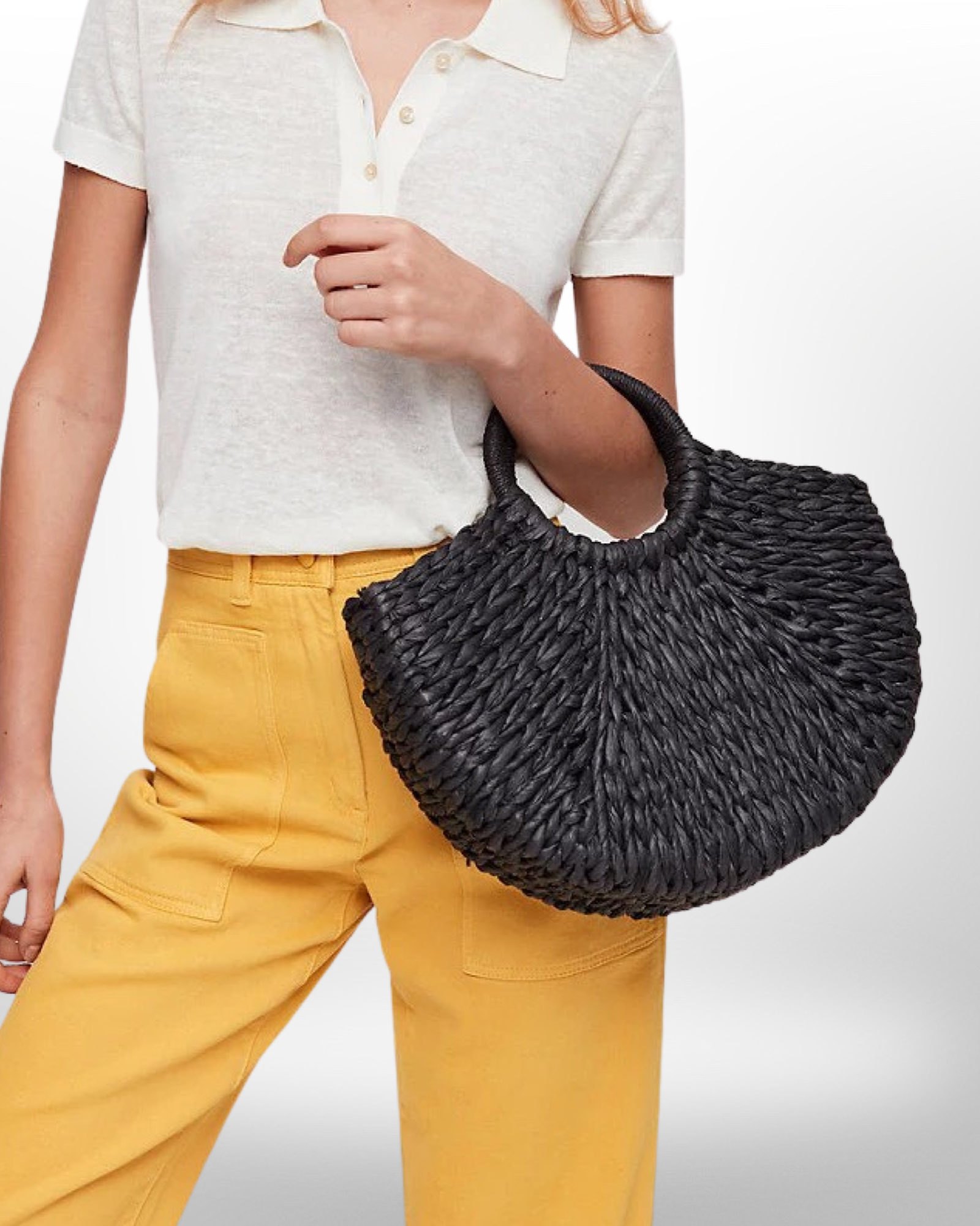 Black hot sale rattan bag