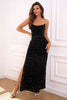 The Clara Sequin Backless Split Maxi Dress