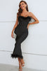 Vivienne Feather Trim Strapless Dress