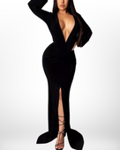 Deep V-neck Mermaid Maxi Gown Sample Sale