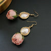 Pearl Rosebud Drop Earrings