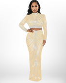 Dazzling 2 Piece Crop Top and Maxi Skirt Set