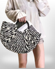 Half Moon Black and White Rattan Bag