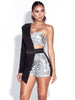 Glam It Up Sequined Bodycon Tux Romper