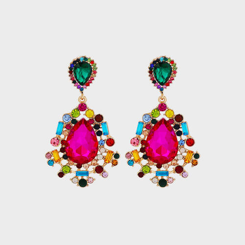 Colorful Rhinestone Teardrop Earrings