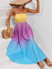 Weekend Feels Color Block Tie Shoulder Smocked Maxi Dress